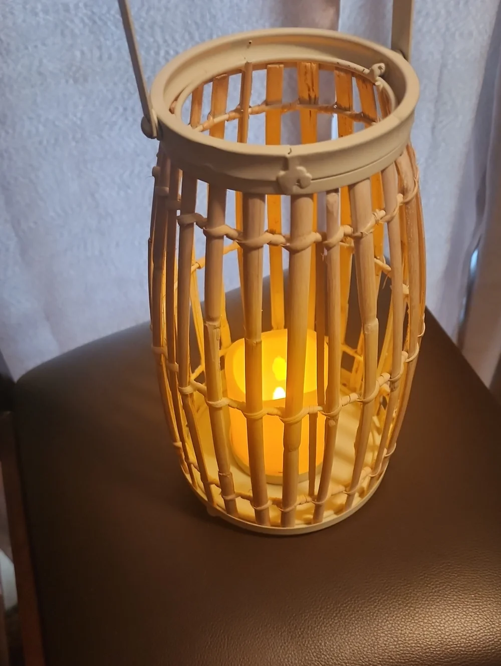 Cream Woven Lantern Candle Holder - Home Accents